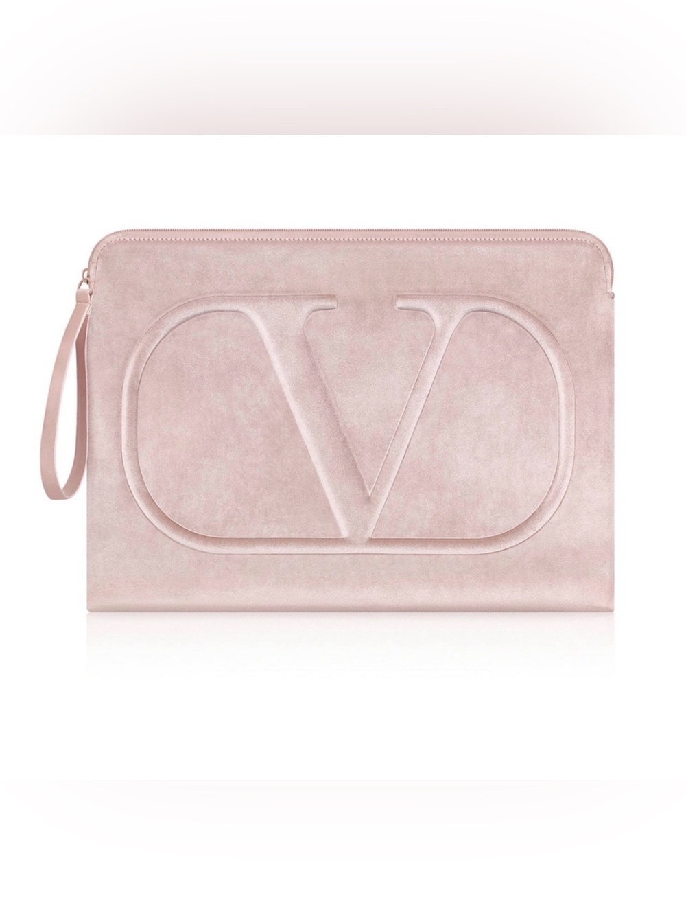 Embossed Valentino Logo Clutch - Light Blush Pink
